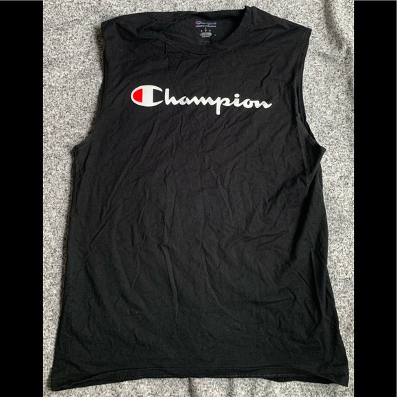Men’s Champion Sleeveless Shirt - Size LARGE - Workout Gym Top - Black t-shirt - Picture 5 of 9